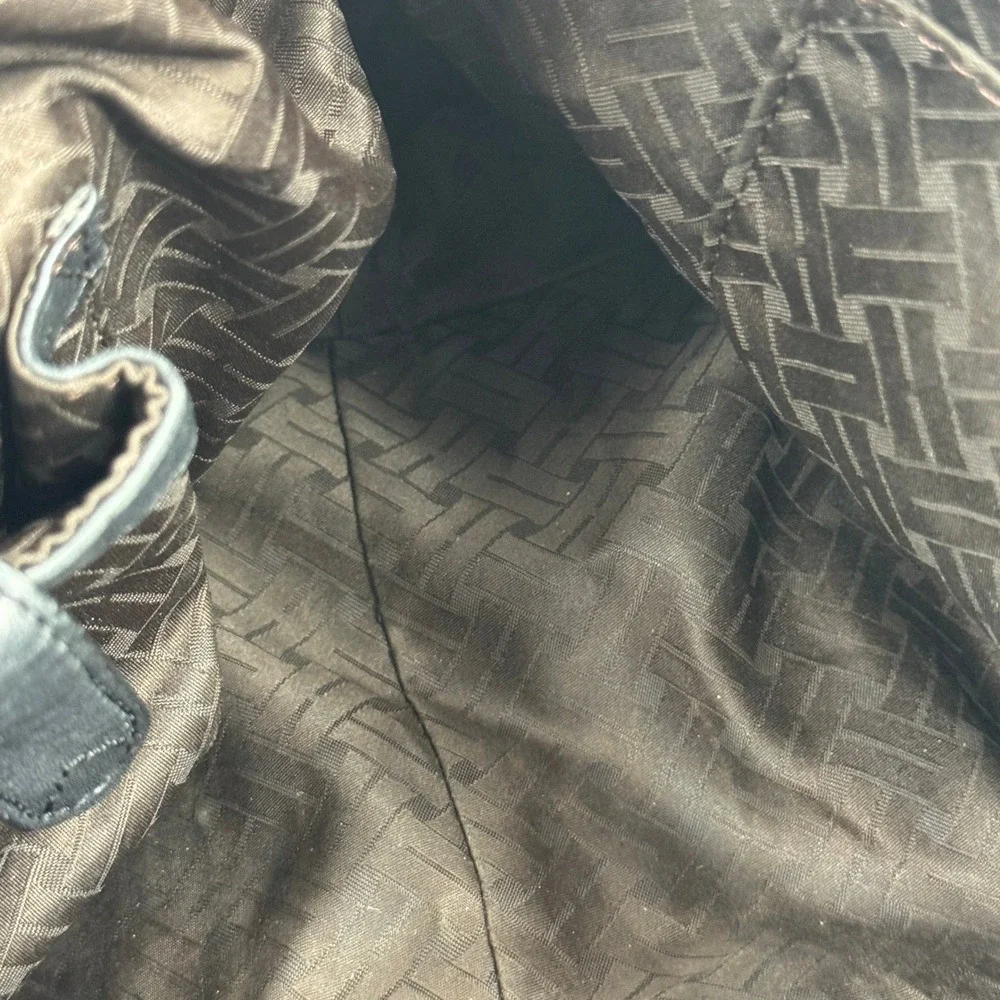 Cole Haan Black Pebbled Leather Tote Bag Silver Buckle Accent Shoulder Bag - Picture 12 of 14